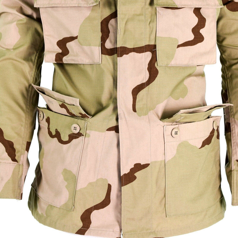 Véritable veste de combat de l'armée américaine BDU 3 couleurs ripstop chemise camouflage désert militaire NEUF