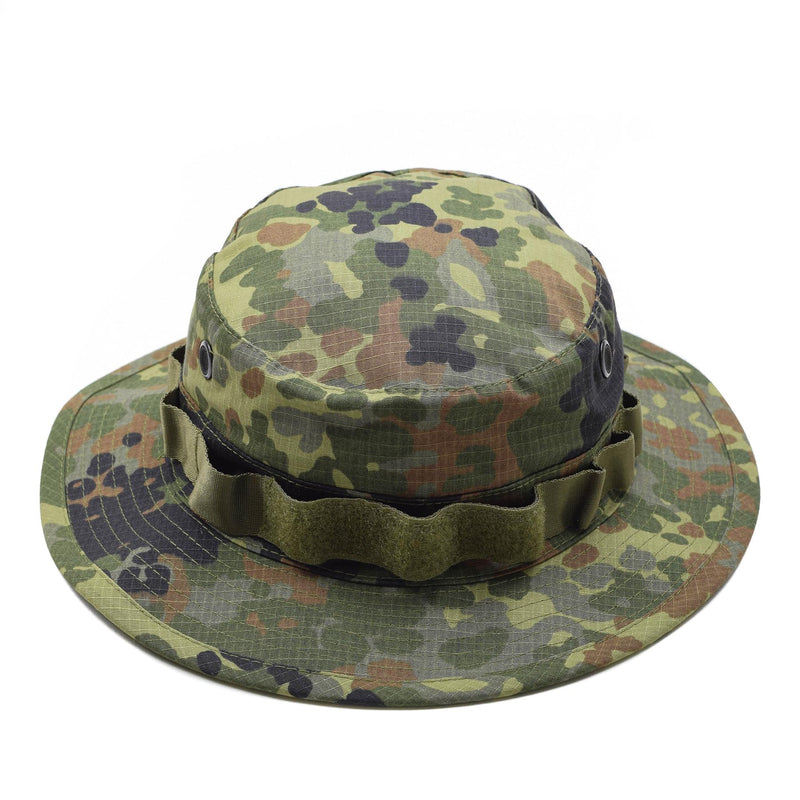 Chapeau Boonie de style militaire allemand de marque TACGEAR, camouflage flecktran, bord large, ripstop