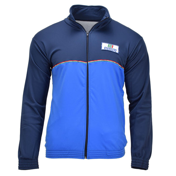 Echt Italiaans militair Volledig Zip Gym Jacket Eslercito Emblem Stijlvol blauw