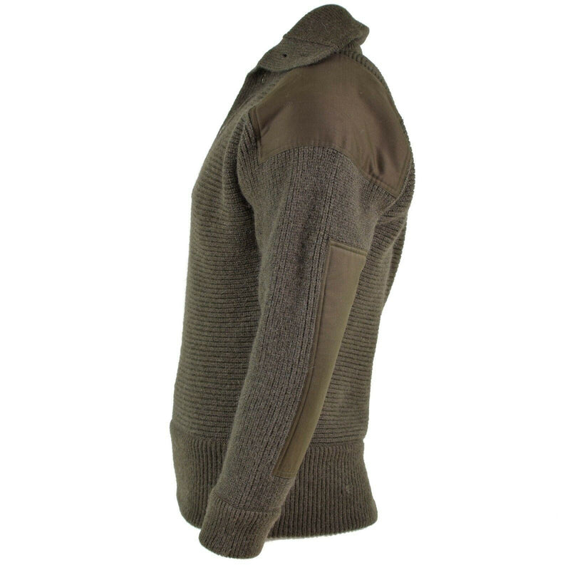 Pull en tricot alpin original de l'armée autrichienne en laine OD olive NEUF