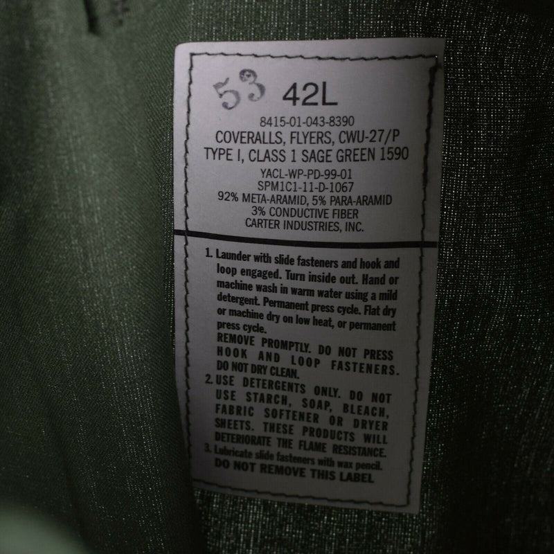 Echte Amerikaanse leger Coverall USAF CWU-27/P Flight Suit Green Nomex Fire Resist