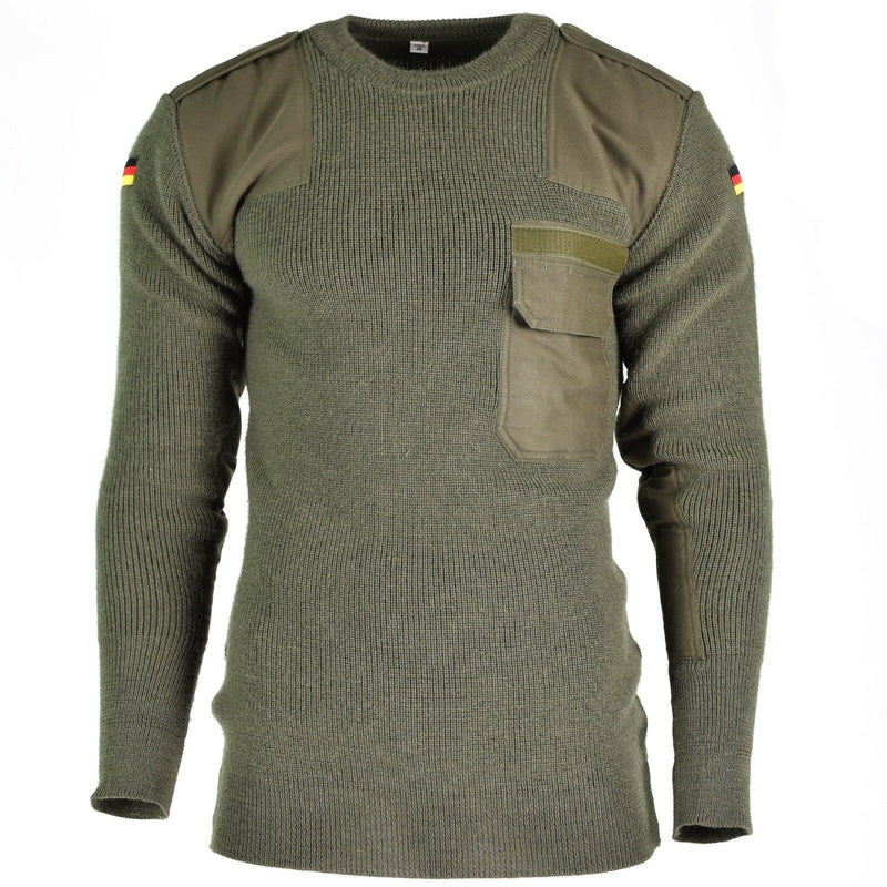 Echt Duitse leger pullover commando jumper groene olijftrui wol nieuw