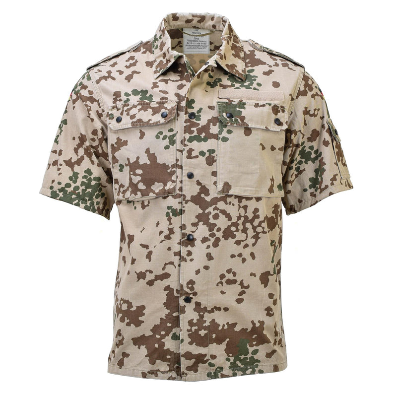 Chemise de campagne originale de l'armée allemande BW, chemisier à manches courtes camouflage Tropentarn