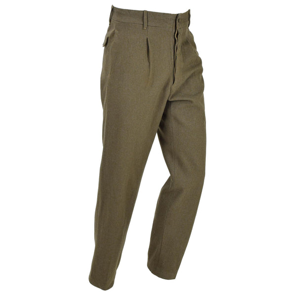 Pantalon olive d'uniforme en laine de l'armée italienne d'origine, pantalon formel vintage