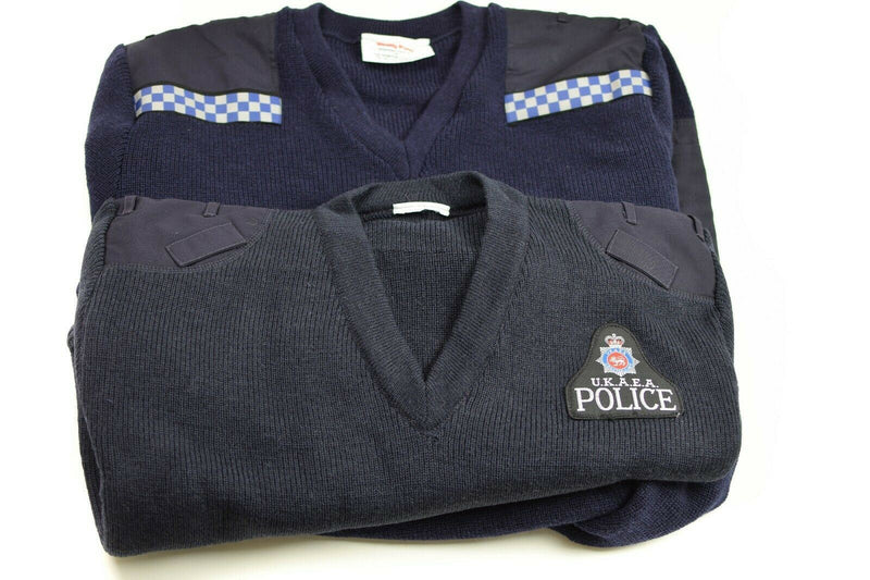 Echte Britse politie-pullover hulpprogramma Jumper Blue V-hals trui nieuw