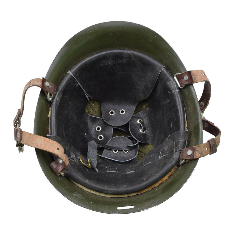 Oorspronkelijke Roemeense militaire tactische stalen helm M73 ParaDrooper Chinstrap Olive