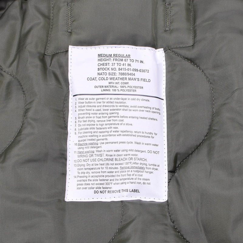 Veste de campagne de style armée américaine de marque MFH Veste de smock M65 Parka à doublure matelassée NEUF