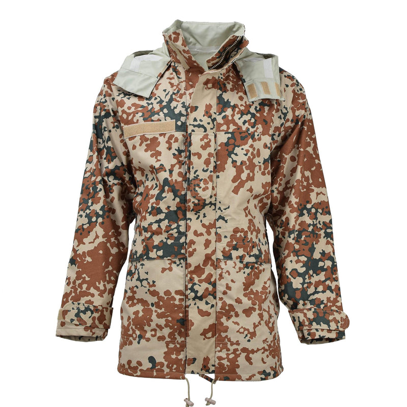 Veste de pluie originale de l'armée danoise imperméable à capuche tactique camouflage désert M84 NEUF