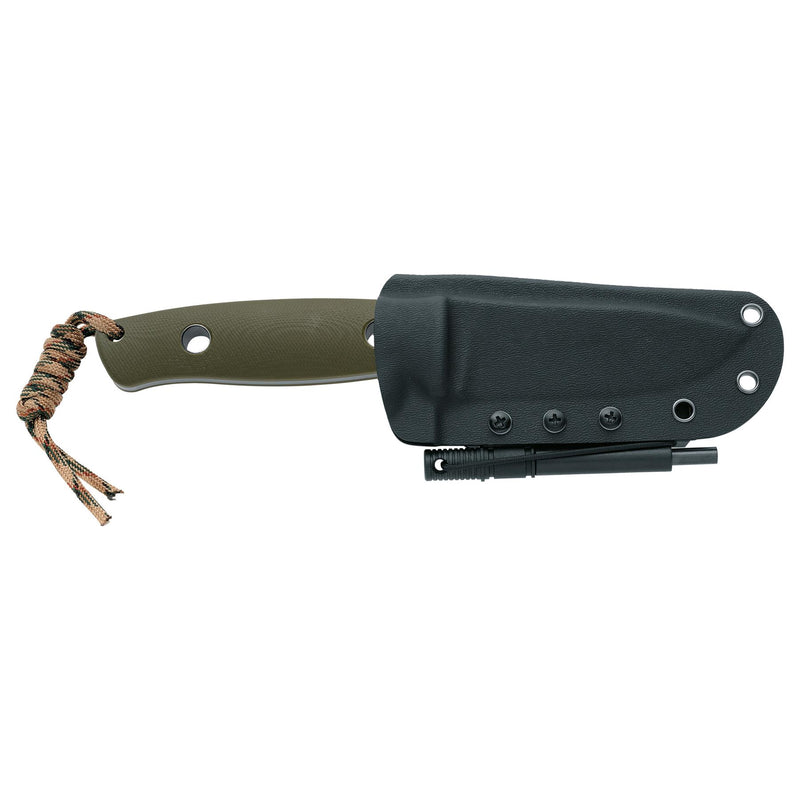 Couteau à lame fixe Fox Knives BF-710 D2 avec étui Kydex Firestarter OD Green