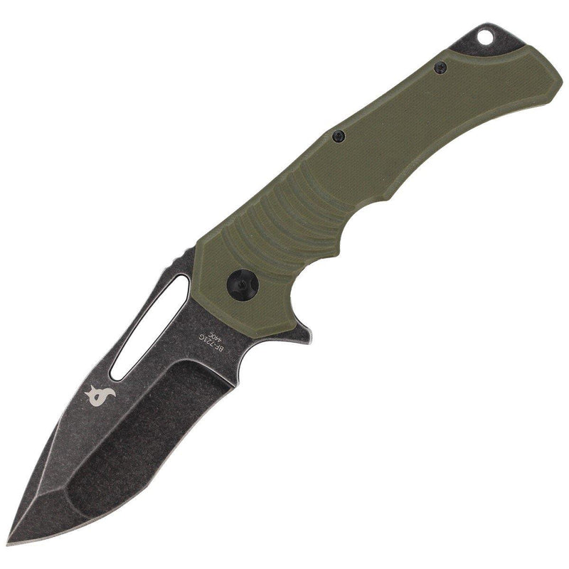 Vossen messen Hugin Pocket Knife Green G10 Hendel 440C Steel Plain Edge Black Blade