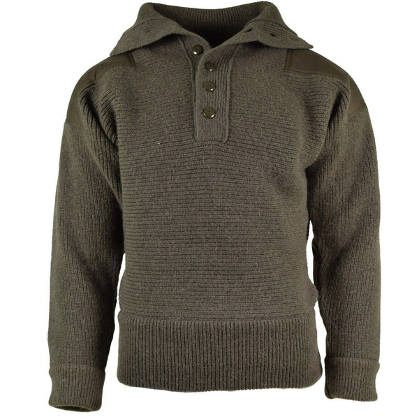 Pull en tricot alpin original de l'armée autrichienne en laine OD olive NEUF