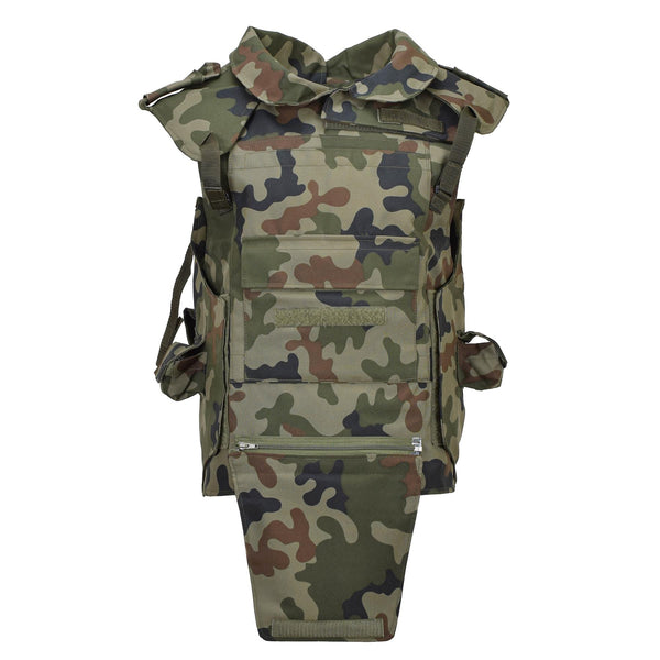 Gilet tactique militaire polonais d'origine avec plaque de transport camouflage Woodland