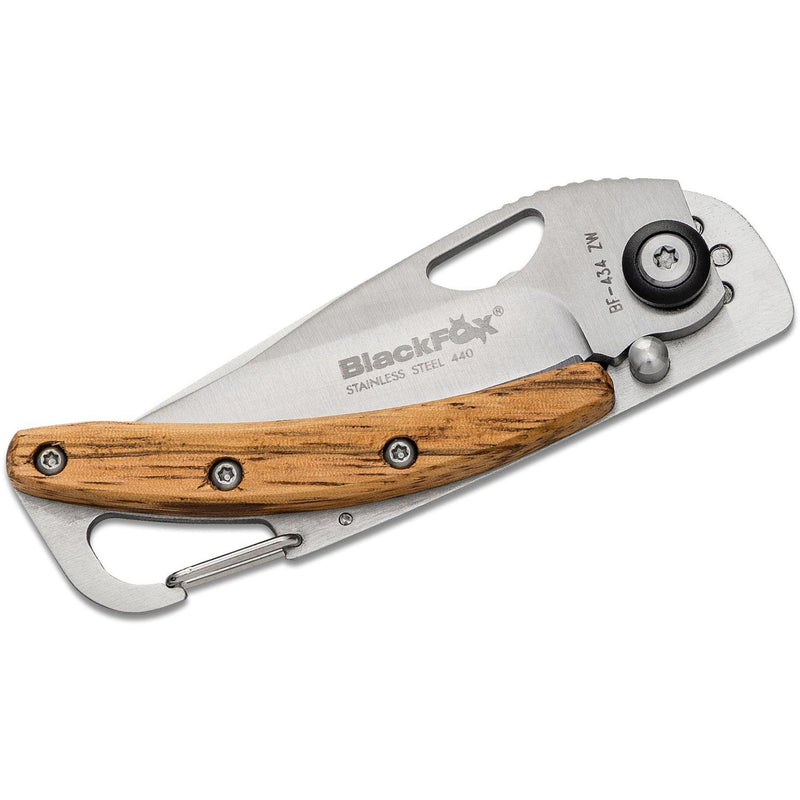 Couteau de poche pliant de marque Fox Knives, manche en bois, revêtement satiné en acier inoxydable 440