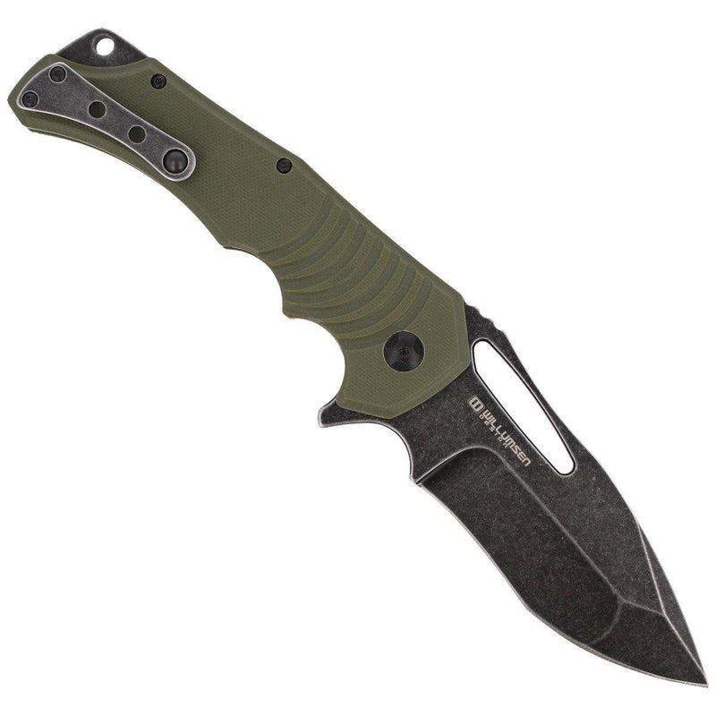 Vossen messen Hugin Pocket Knife Green G10 Hendel 440C Steel Plain Edge Black Blade