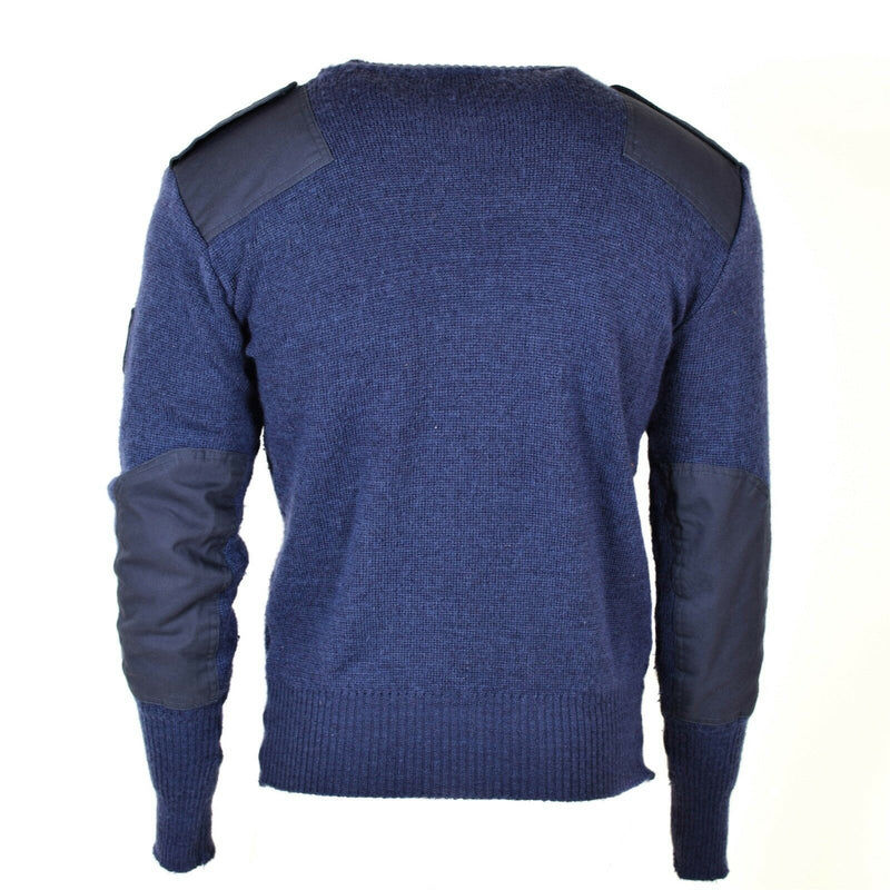 Originele Britse leger pullover v-neck commando jumper trui wol blauw grijs