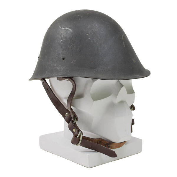 Casque tactique militaire roumain d'origine en acier M73 avec jugulaire pour parachutiste Olive