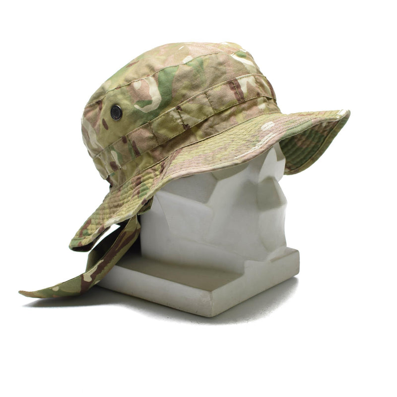 Echte Britse militaire bush hoed mtp camouflage nek flap panama boonie hoed nieuw