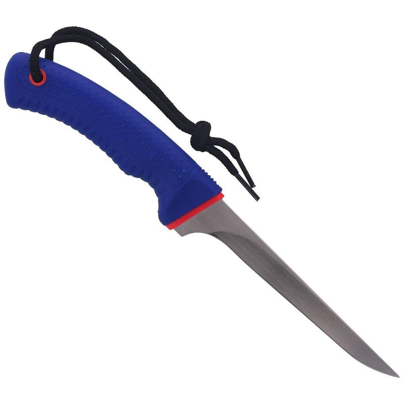 Couteau à fileter Fox Knives BF-CL 16 en acier 420C avec revêtement satiné, manche PP TPR bleu, étui