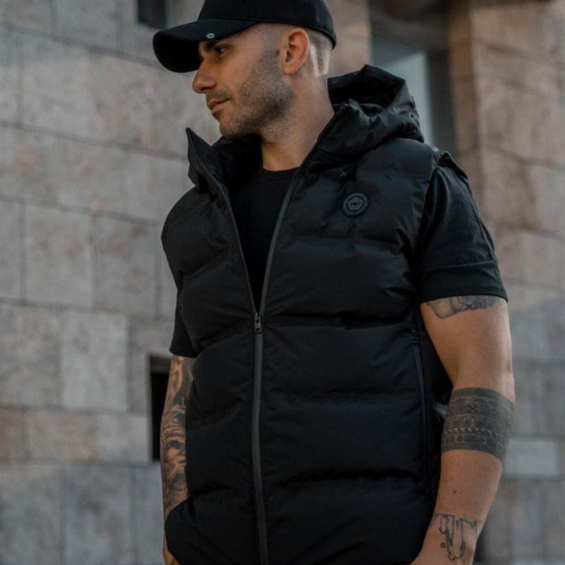 Pentagon Omega Down Vest Grijs water Weerwillent gecoate mouwloze winter met capuchon