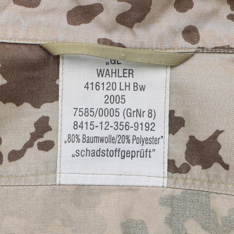 Chemise de campagne originale de l'armée allemande BW, chemisier à manches courtes camouflage Tropentarn