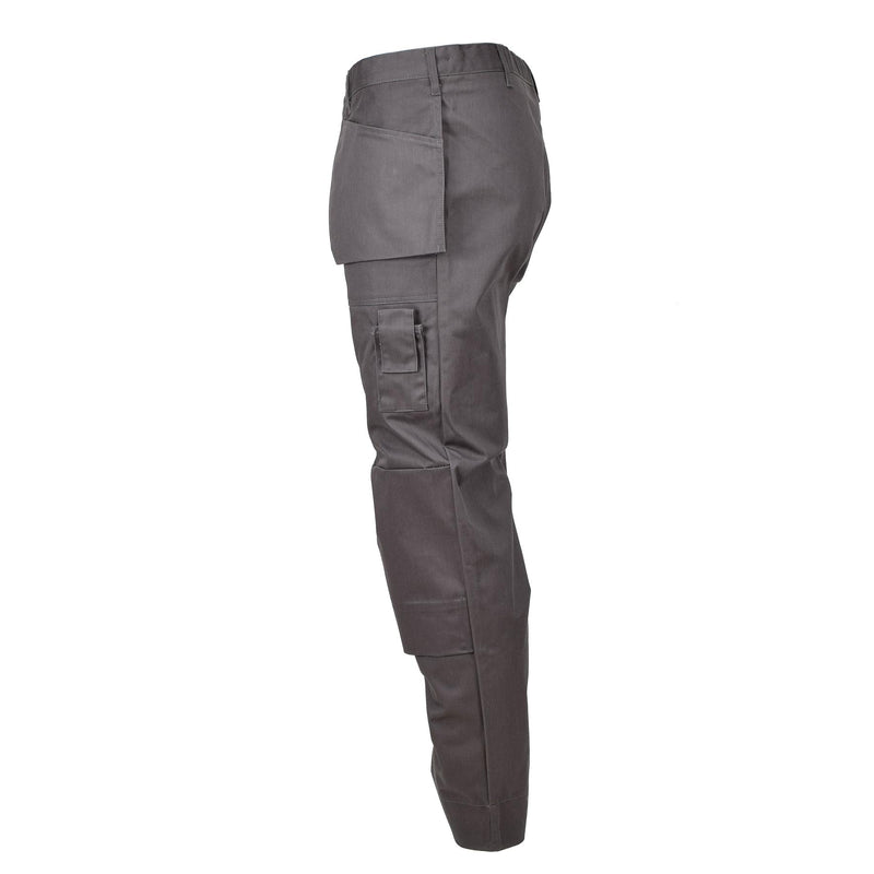 Pantalon cargo original de l'armée belge travail genoux renforcés poches supplémentaires gris NEUF