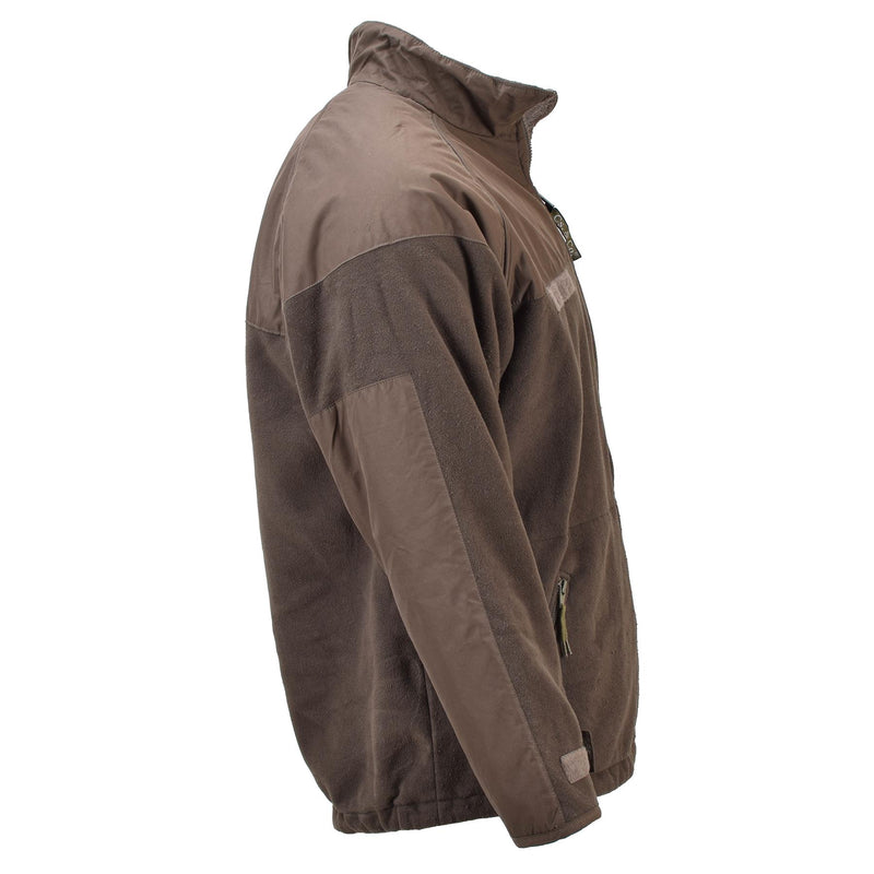 Veste polaire marron militaire hongroise originale avec poignets réglables et coupe-vent