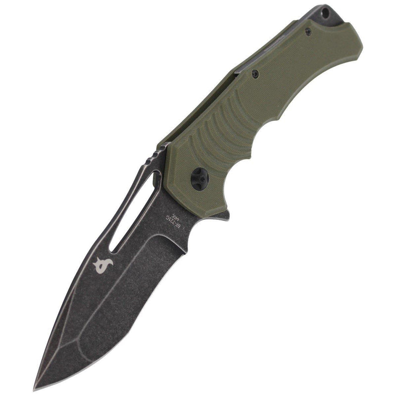 Vossen messen Hugin Pocket Knife Green G10 Hendel 440C Steel Plain Edge Black Blade