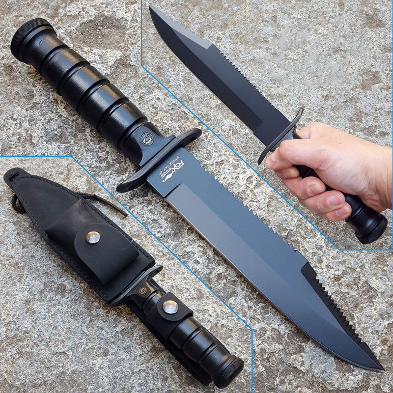 Couteau à lame fixe Fox Knives Brand Italy en acier inoxydable 440A Black Military