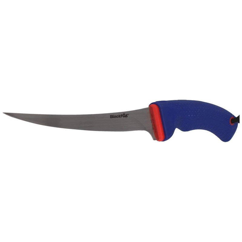 Couteau à fileter Fox Knives Brand lame fixe en acier 420C satiné avec manche en PP bleu