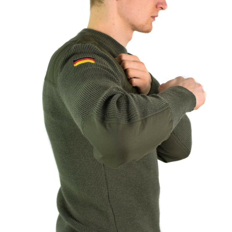 Echt Duitse leger pullover commando jumper groene olijftrui wol nieuw