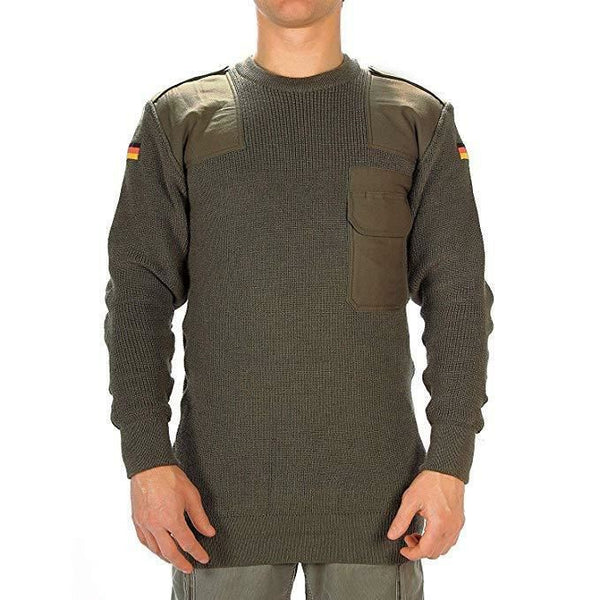 Véritable pull de l'armée allemande Commando Jumper Vert Olive Pull Laine NEUF