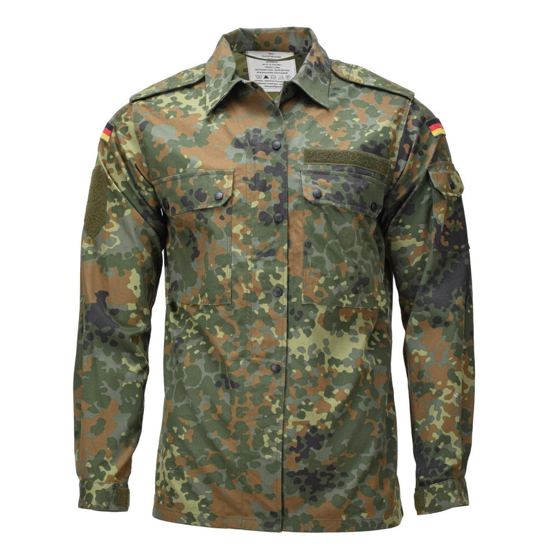 Echt Duits militair veldhemd Vrouwen Snap button bevestiging flecktarn camo