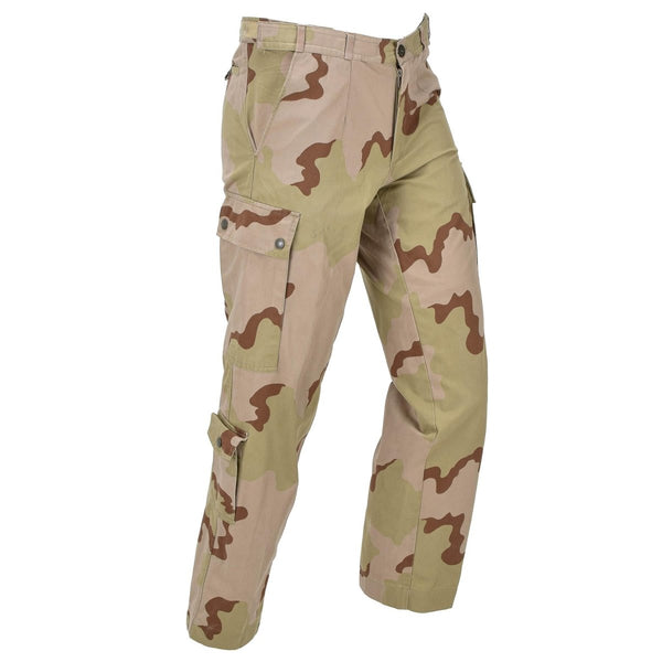 Pantalon de campagne militaire néerlandais original avec poches cargo et camouflage désert