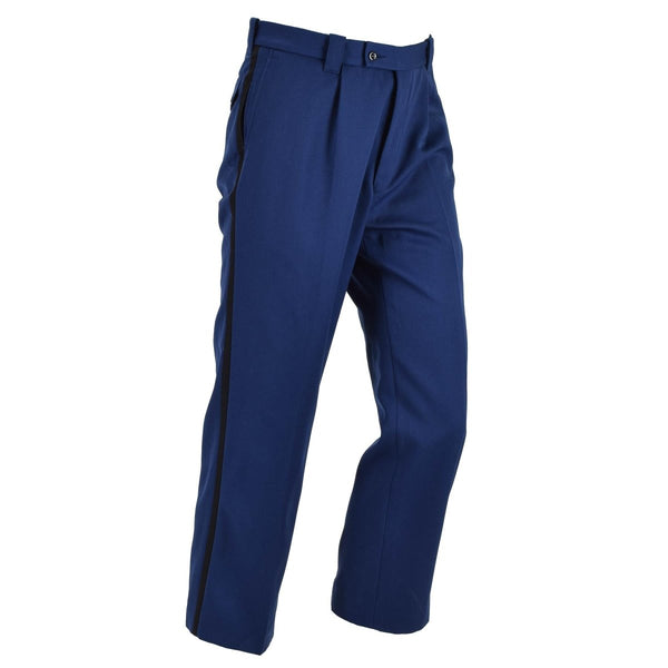 Pantalon militaire néerlandais d'origine pour homme avec braguette zippée et poches fendues, bleu uni