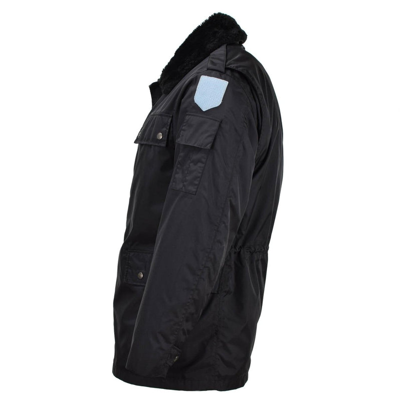 Veste de pluie originale de la police militaire française doublée en fausse fourrure d'extérieur de l'armée noire