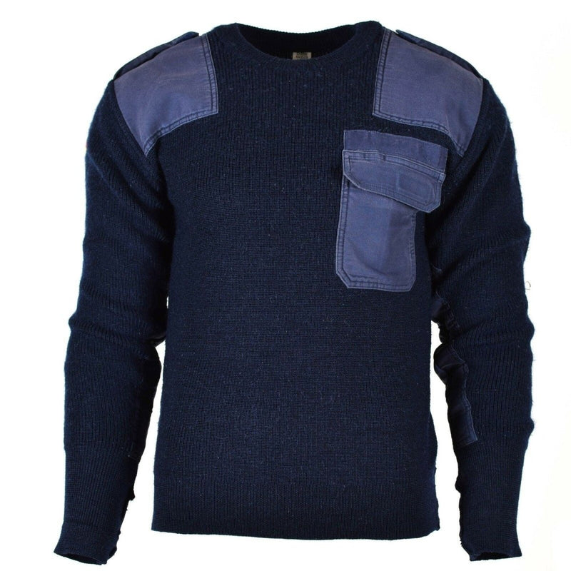 Original Duitse leger pullover commando jumper blauwe marine trui wol militair