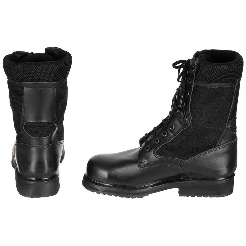 Bottes de combat militaires italiennes originales en cuir léger semi-saisonnières noires