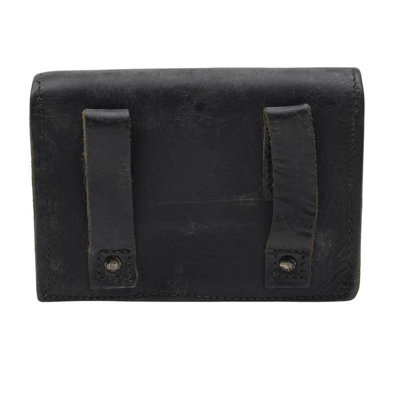 Origineel Italiaans militair tijdschrift Pouch Leather Metal Buckles Small Black