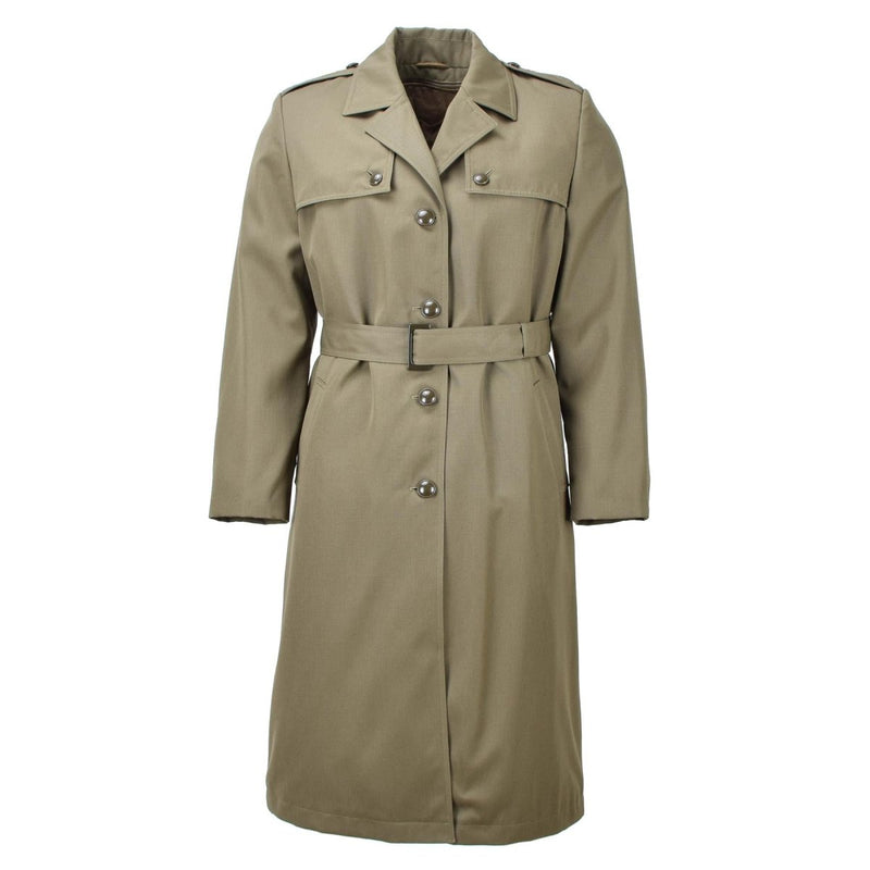 Originele Italiaanse militaire vrouwen trench jas olijf lang met riem voering leger nieuw