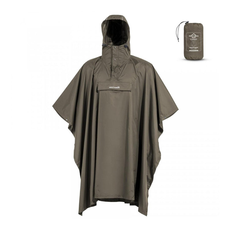 Poncho pliable PENTAGON Cloudburst imperméable et respirant avec détails réfléchissants