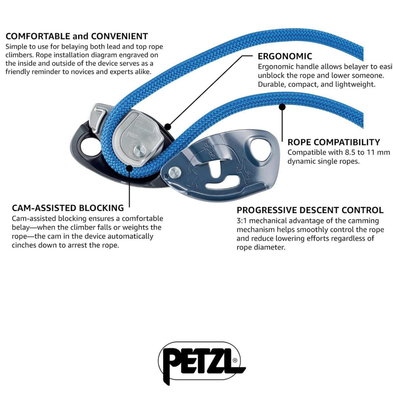 Petzl Grigri Assisted Rems Devay Device Climbing Equipment Aluminium Blue