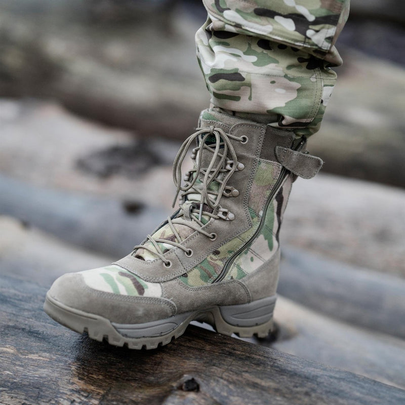 Teesar Tactical Multicam Boots Side Zip Hunting Hiking Trekking Duty Footwear