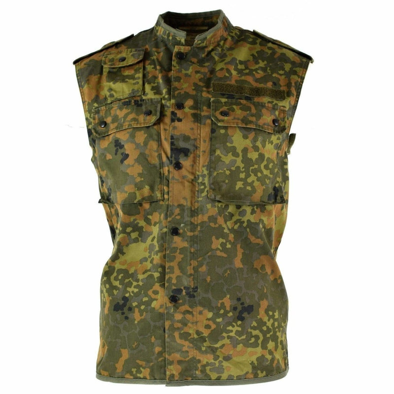 Original GERMAN ARMY VEST ZIPPED flecktarn camo tactical combat BW Army issue